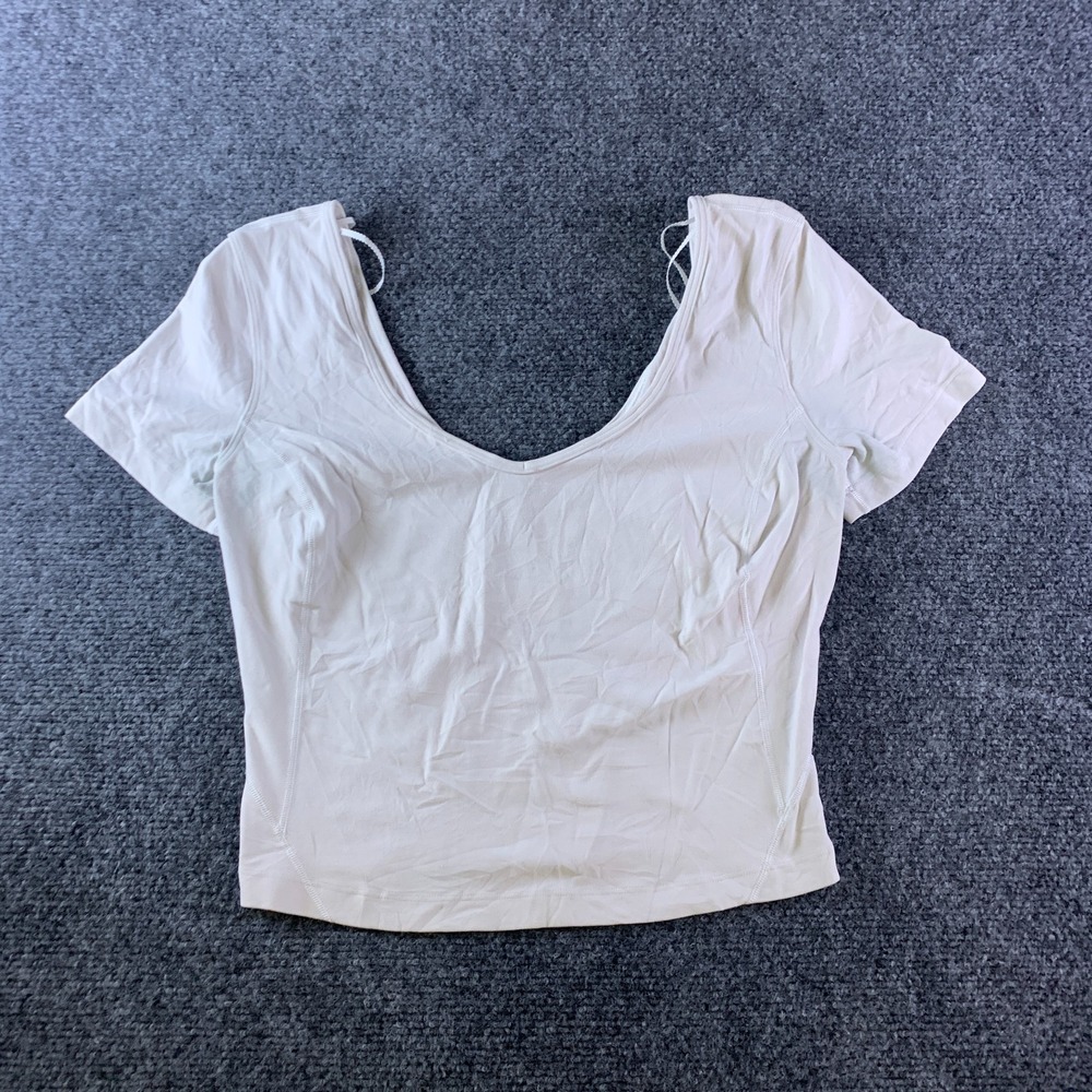Lululemon Cropped Top Womens XS White Athletic Fit Gym Training Athleisure  READ